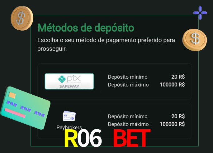 O cassino R06 Bet oferece uma grande variedade de métodos de pagamento